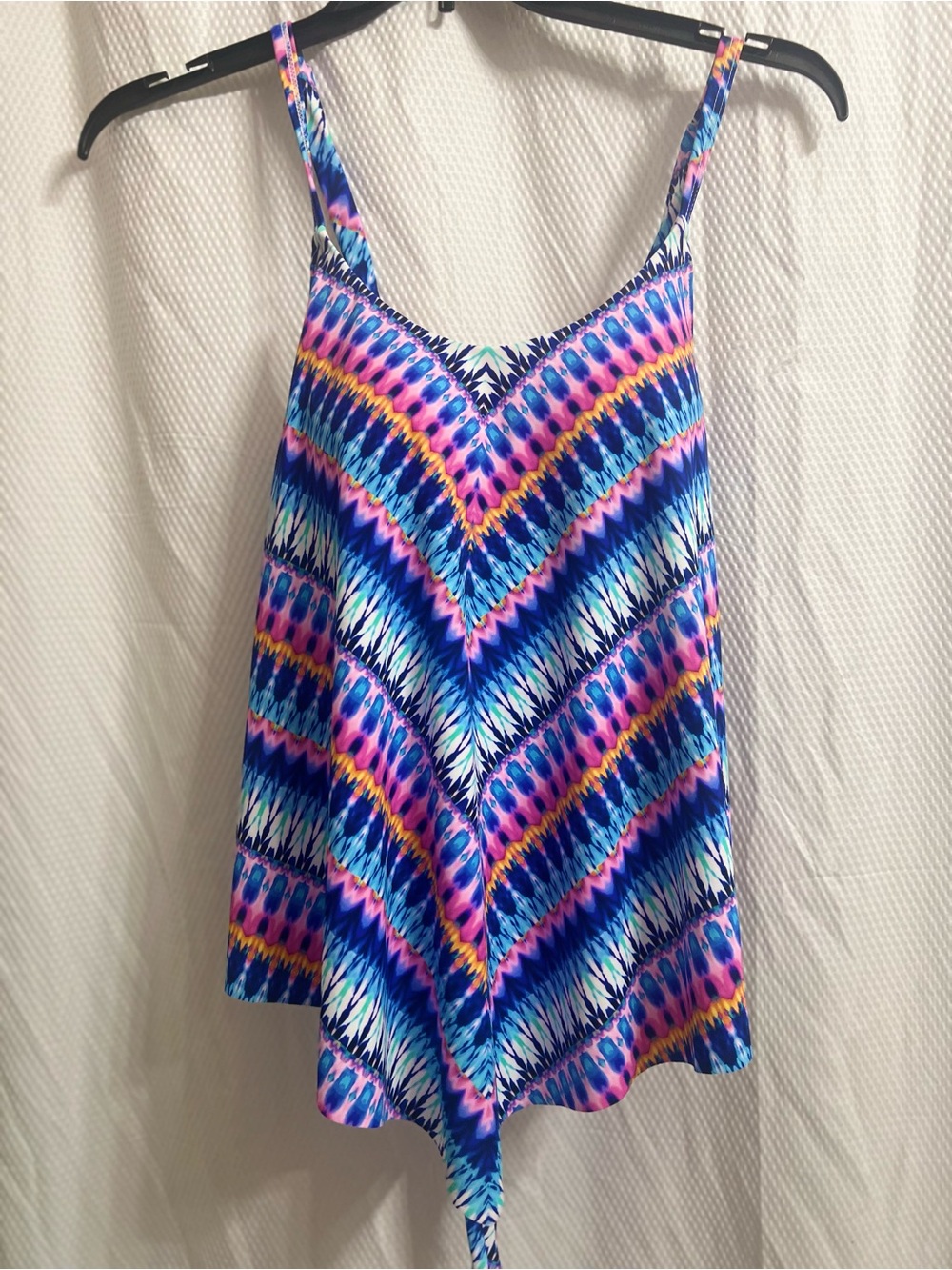 Swimsuits For All Blue Pink Yellow Patterned Tankini Top